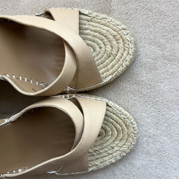 Joie Lena Tan Leather Wedge Sandal Women EU 40 US 9 - 9.5 Jute Espadrille Beach - Picture 9 of 16